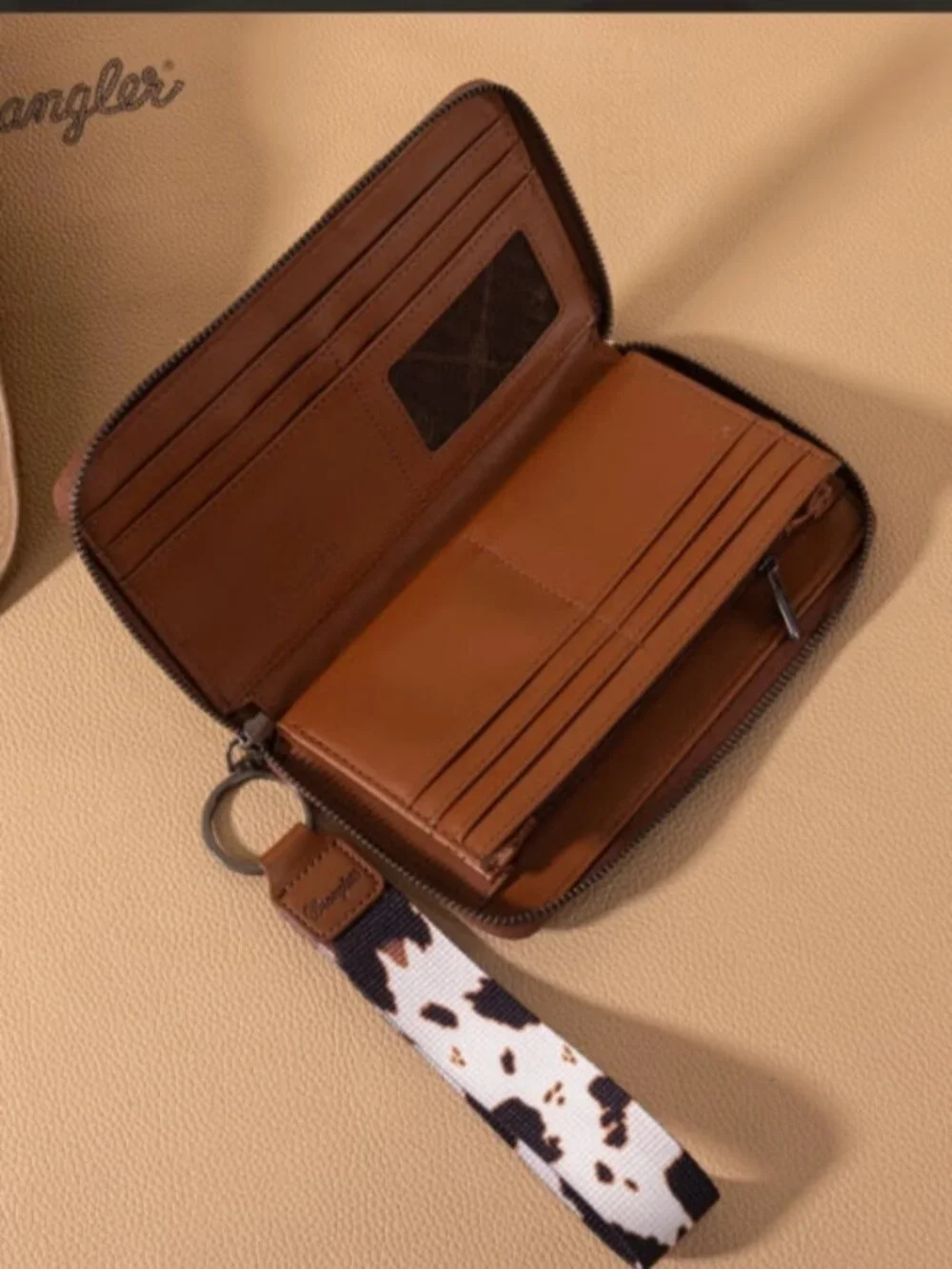 Montana West Wrangler wristlet western cow print wallet with keychain